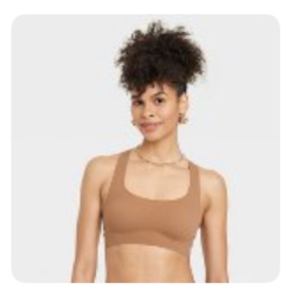 Auden Racerback Toffee Crunch Brown Tan Unlined Sports Bra Bralette W Sz small